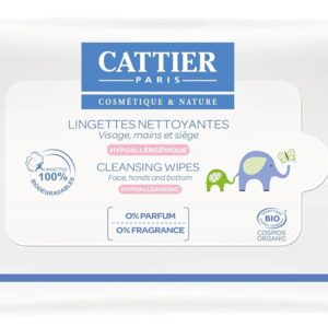 Cattier 50 lingettes nettoyantes visage mains siège