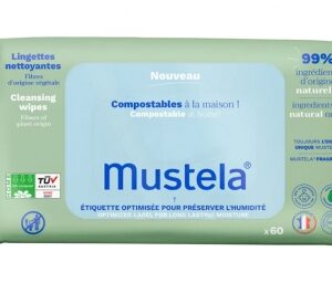 Mustela 60 lingettes nettoyantes avec parfum compostables